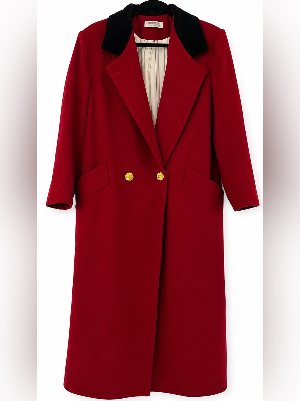 Forecaster Of Boston 100% Pure Wool Vintage Coat Velvet Collar Red Sz 11/12